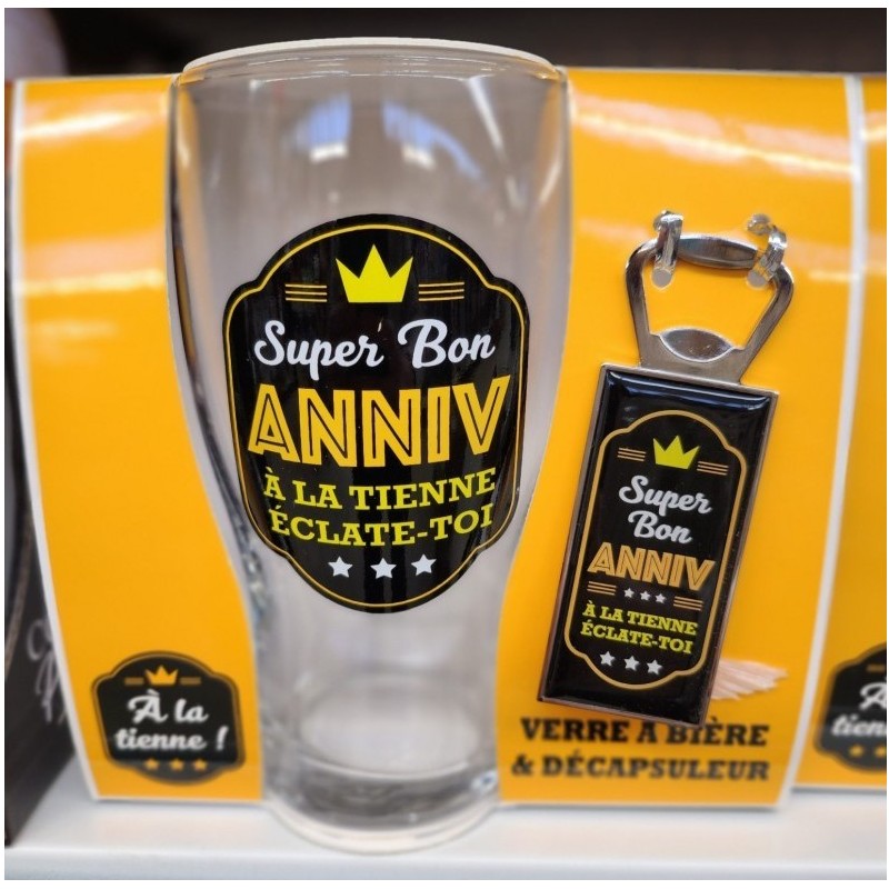 1 scatola con 1 bicchiere di birra + apribottiglie 1 scatola con 1 bicchiere di birra + apribottiglie