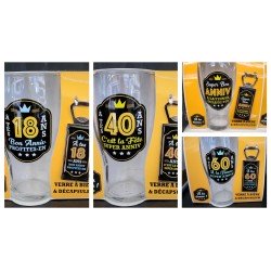 1coffret contenant 1 verre à bière + un décapsuleur 
