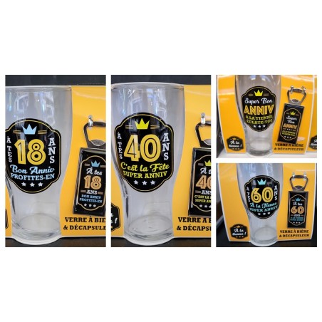 1coffret contenant 1 verre à bière + un décapsuleur 