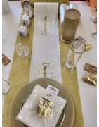 Catégorie 1er communion - Partytime : Rouleau de nappe Dunicel  1,18 x 25 m, blanc , 10 Motifs croix, argent , 10 Motif calic...