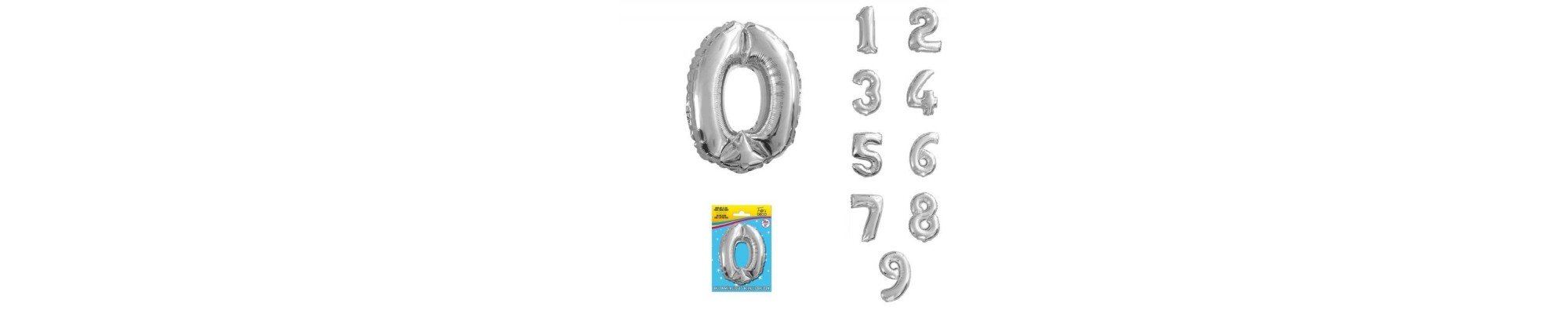 Silber Ballon Buchstaben und Zahlen